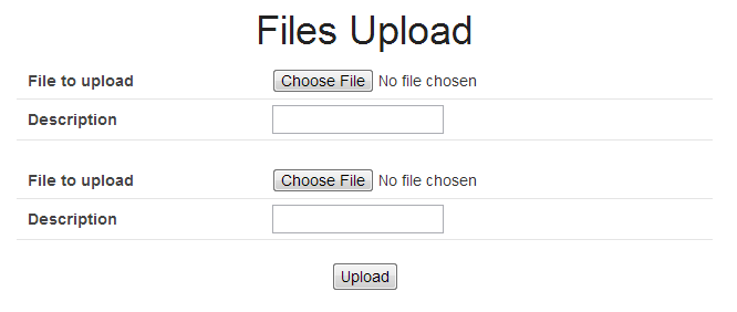 Screen image of multiple file upload.