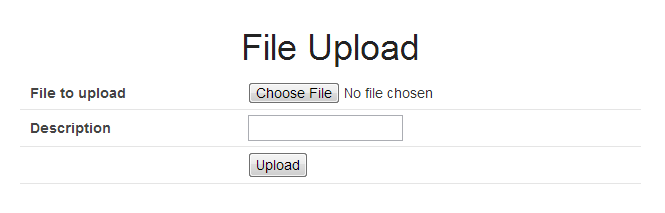 Screen image of single file upload.